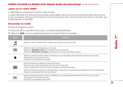 Abarth 124 Spider Radio 7 Instrucciones 2016 - 2018