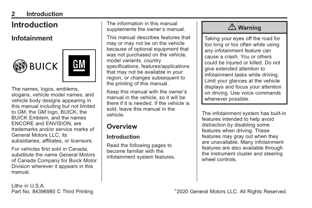 Buick Infotainment System Bedienungsanleitung 2020