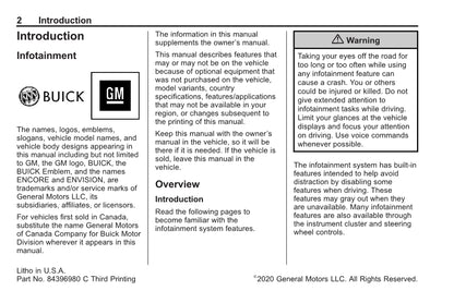 Buick Infotainment System Bedienungsanleitung 2020