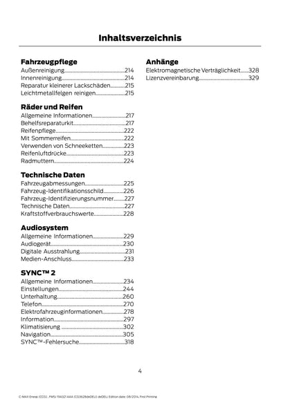 2014-2015 Ford C-Max Energi Gebruikershandleiding | Duits