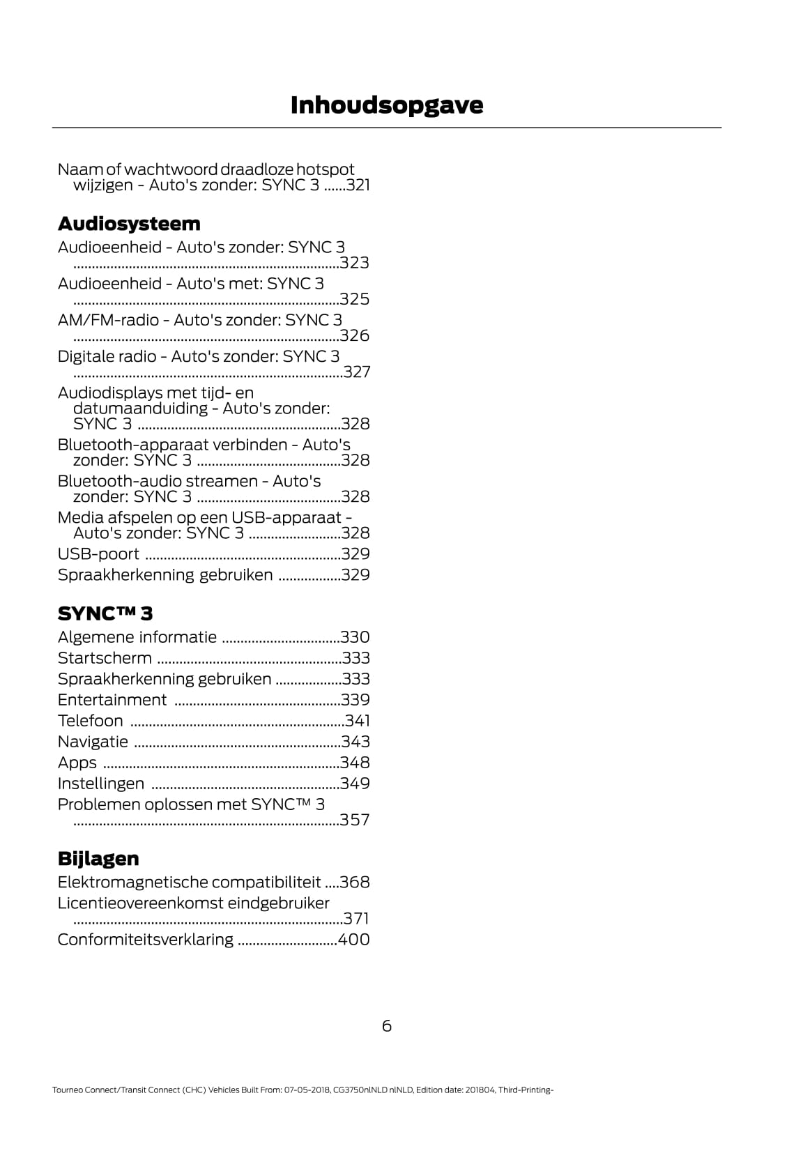 2018-2020 Ford Tourneo Connect / Transit Connect Bedienungsanleitung | Niederländisch