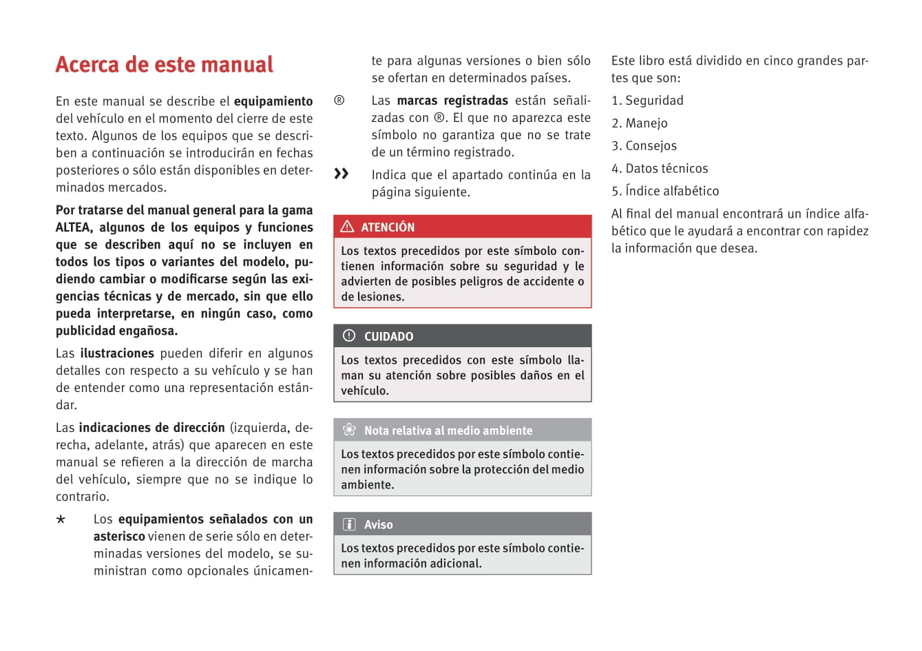 2014-2015 Seat Altea XL Owner's Manual | Spanish