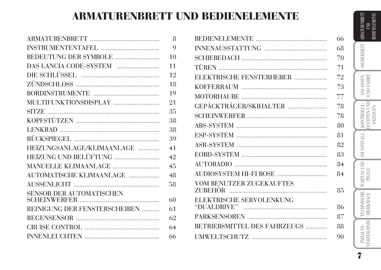 2006-2011 Lancia Ypsilon Owner's Manual | German