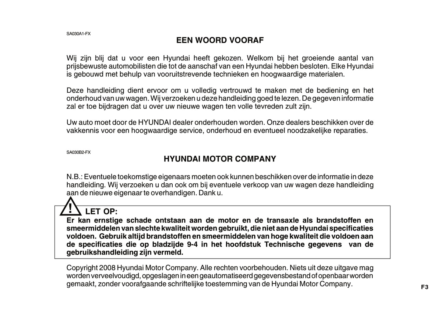 2008-2009 Hyundai Santa Fe Gebruikershandleiding | Nederlands