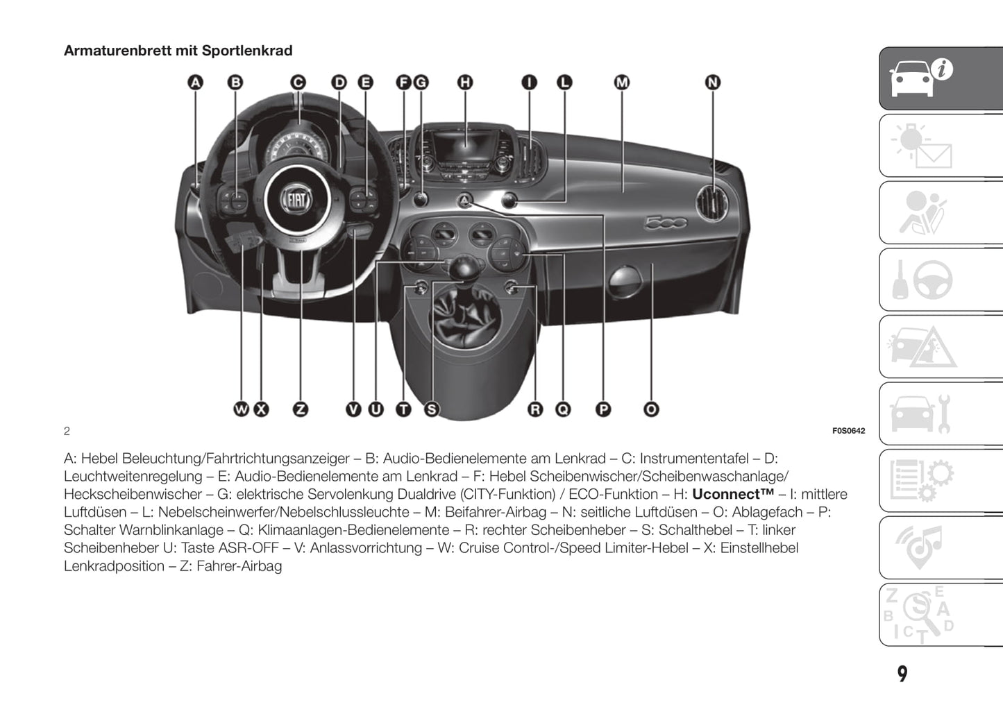 2018-2019 Fiat 500/500C Gebruikershandleiding | Duits