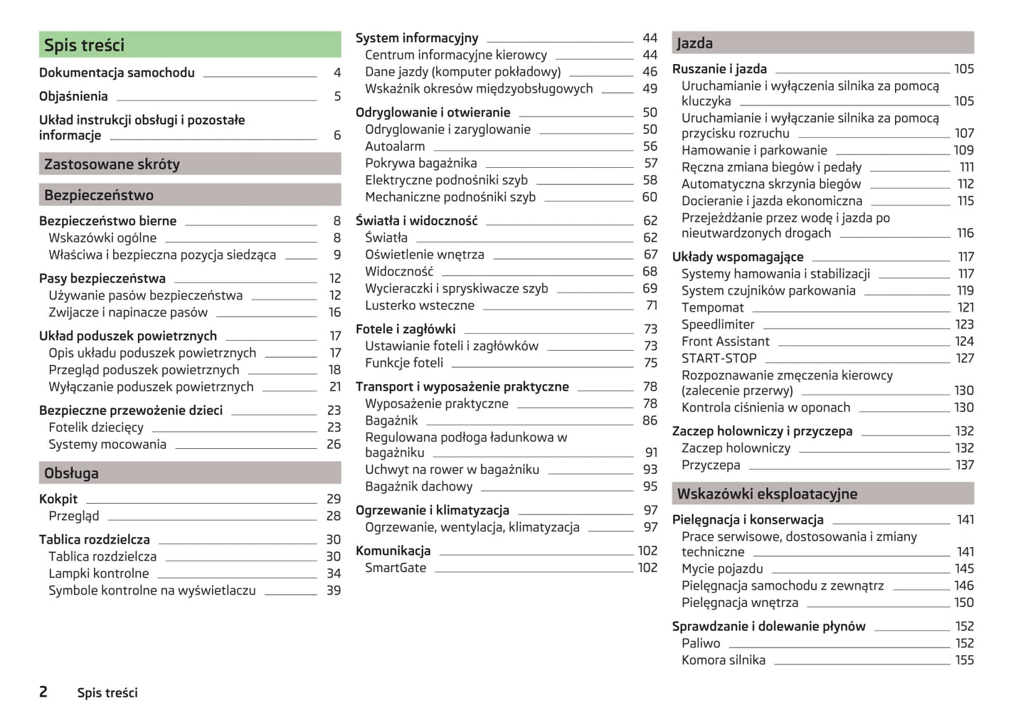 2014-2015 Skoda Fabia Owner's Manual | Polish