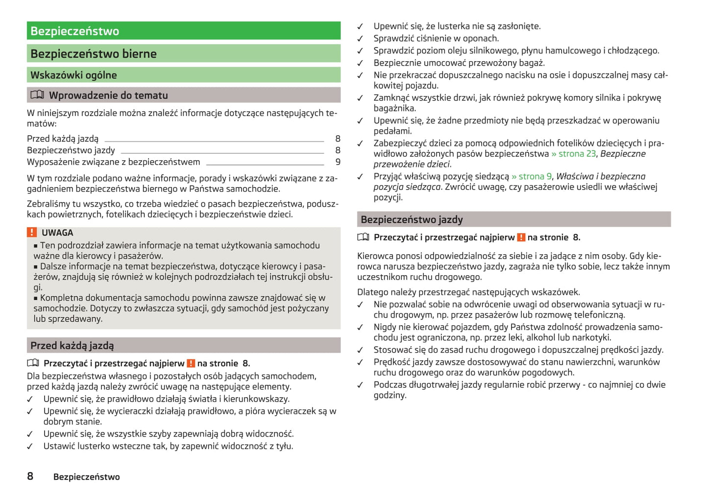 2014-2015 Skoda Fabia Owner's Manual | Polish