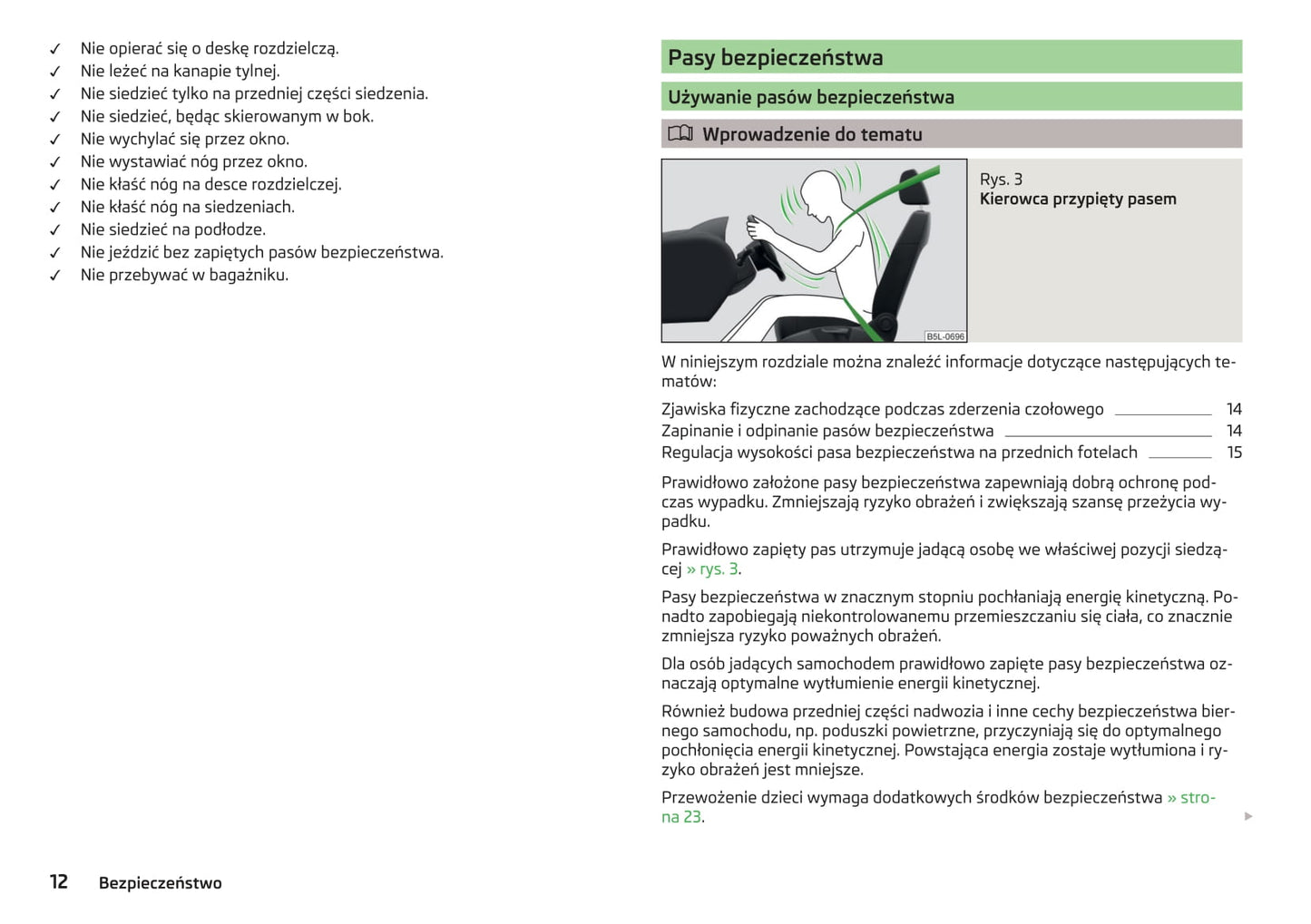 2014-2015 Skoda Fabia Owner's Manual | Polish