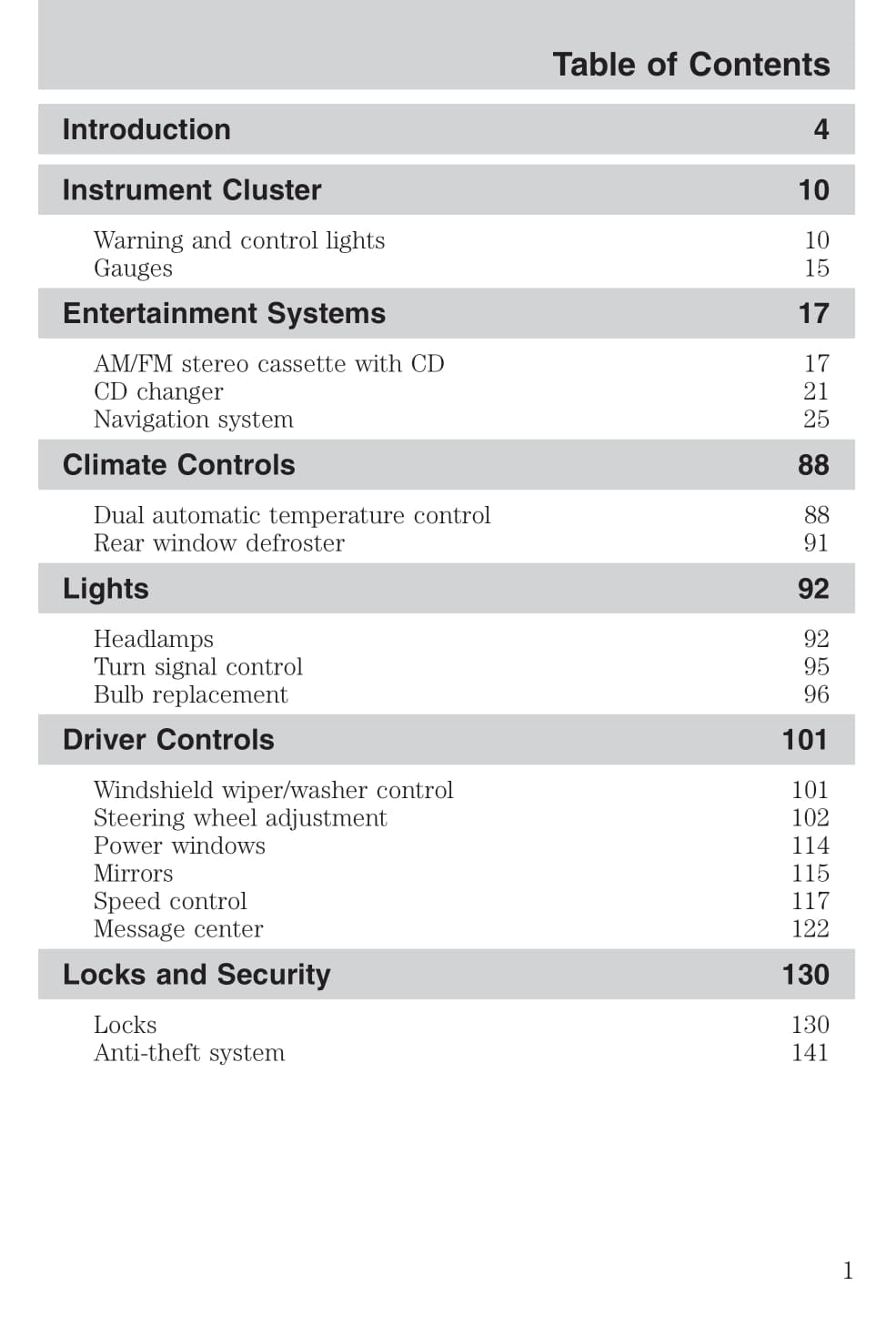 2004 Lincoln Town Car Owner's Manual | English