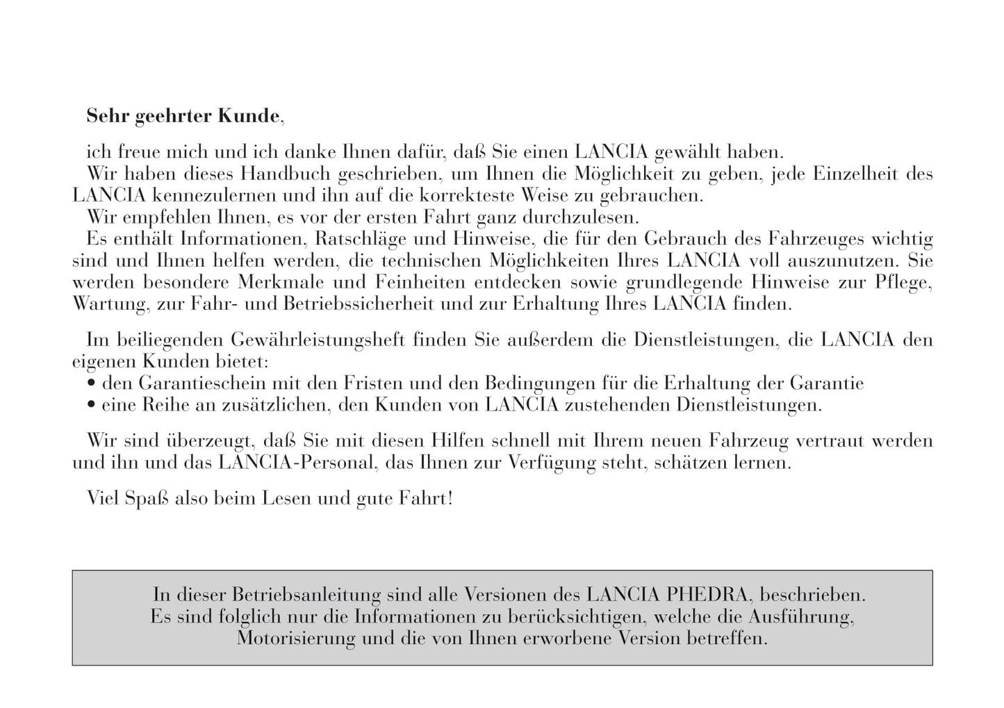 2002-2008 Lanica Phedra Gebruikershandleiding | Duits