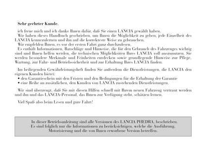 2002-2008 Lanica Phedra Gebruikershandleiding | Duits