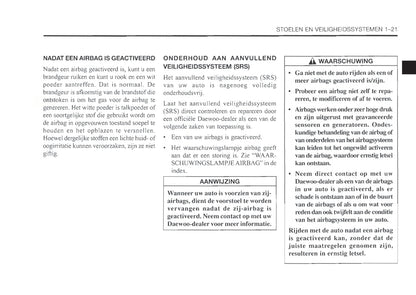 1999-2003 Daewoo Nubira Owner's Manual | Dutch