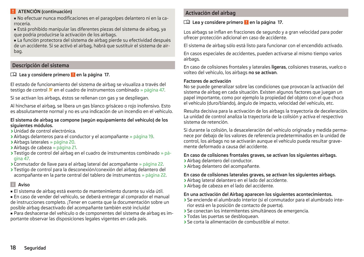 2014-2015 Skoda Roomster Owner's Manual | Spanish