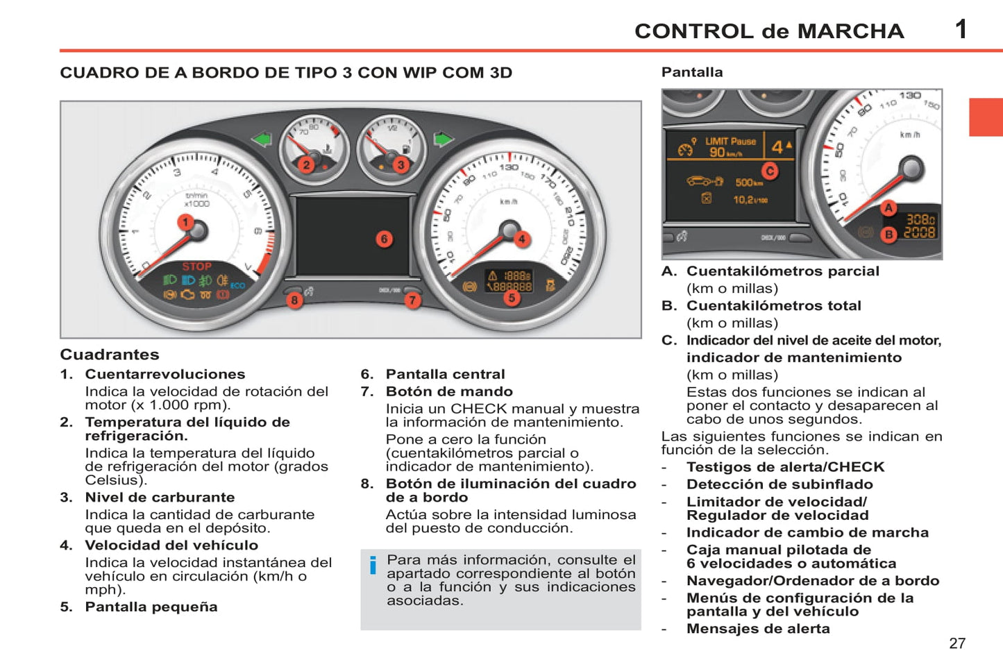 2012-2014 Peugeot 308 Manuel du propriétaire | Espagnol