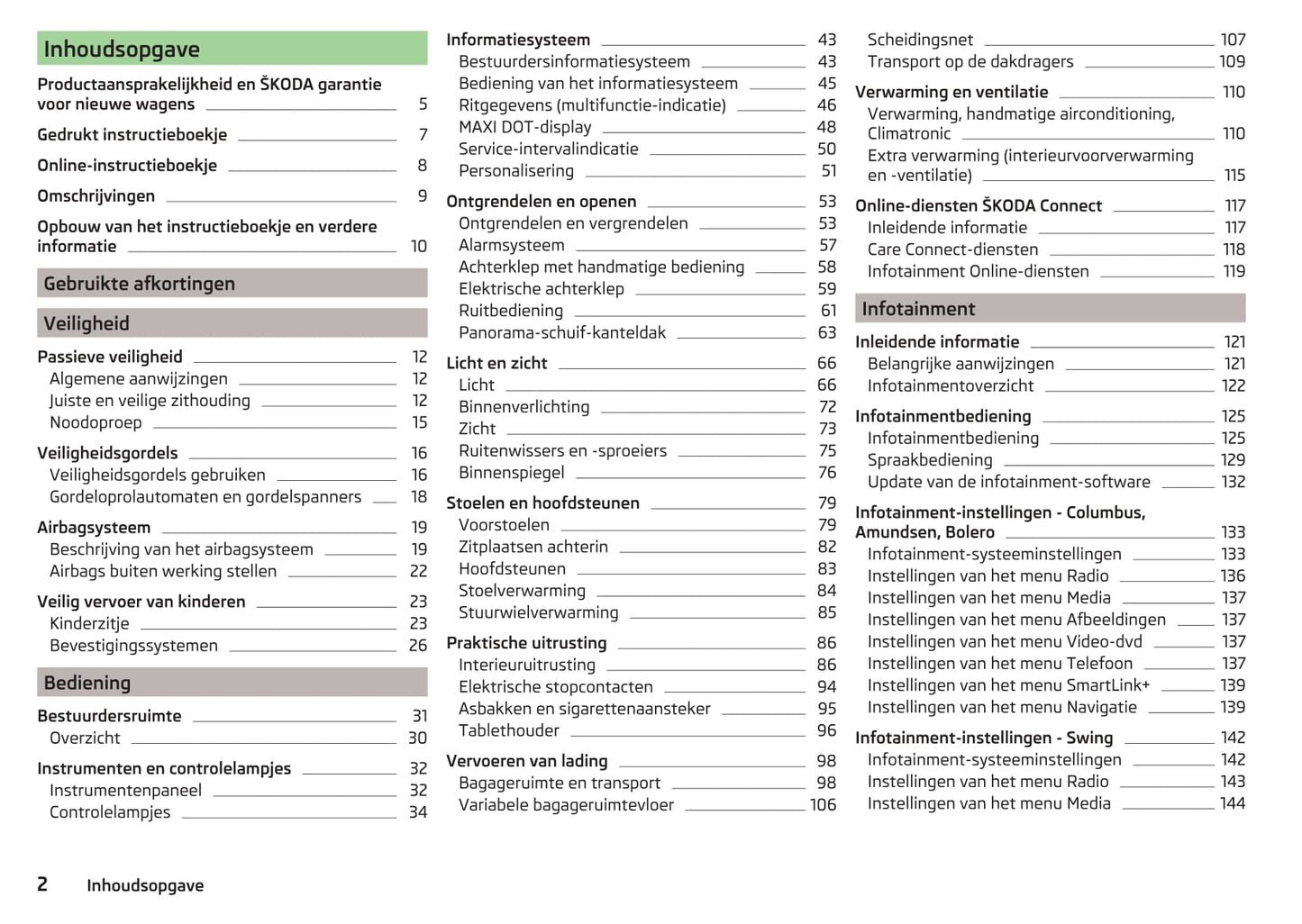 2017-2018 Skoda Octavia Owner's Manual | Dutch