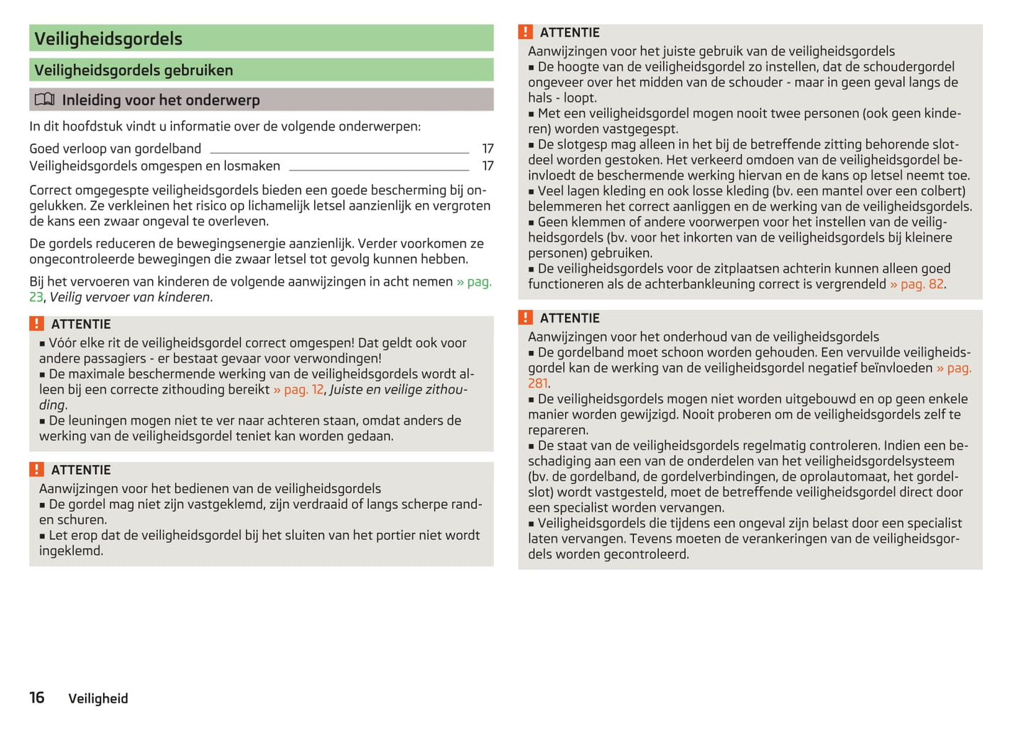 2017-2018 Skoda Octavia Owner's Manual | Dutch