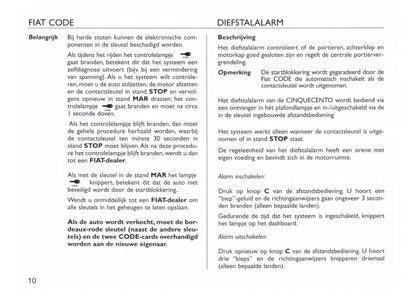 1997-1998 Fiat Cinquecento Bedienungsanleitung | Niederländisch