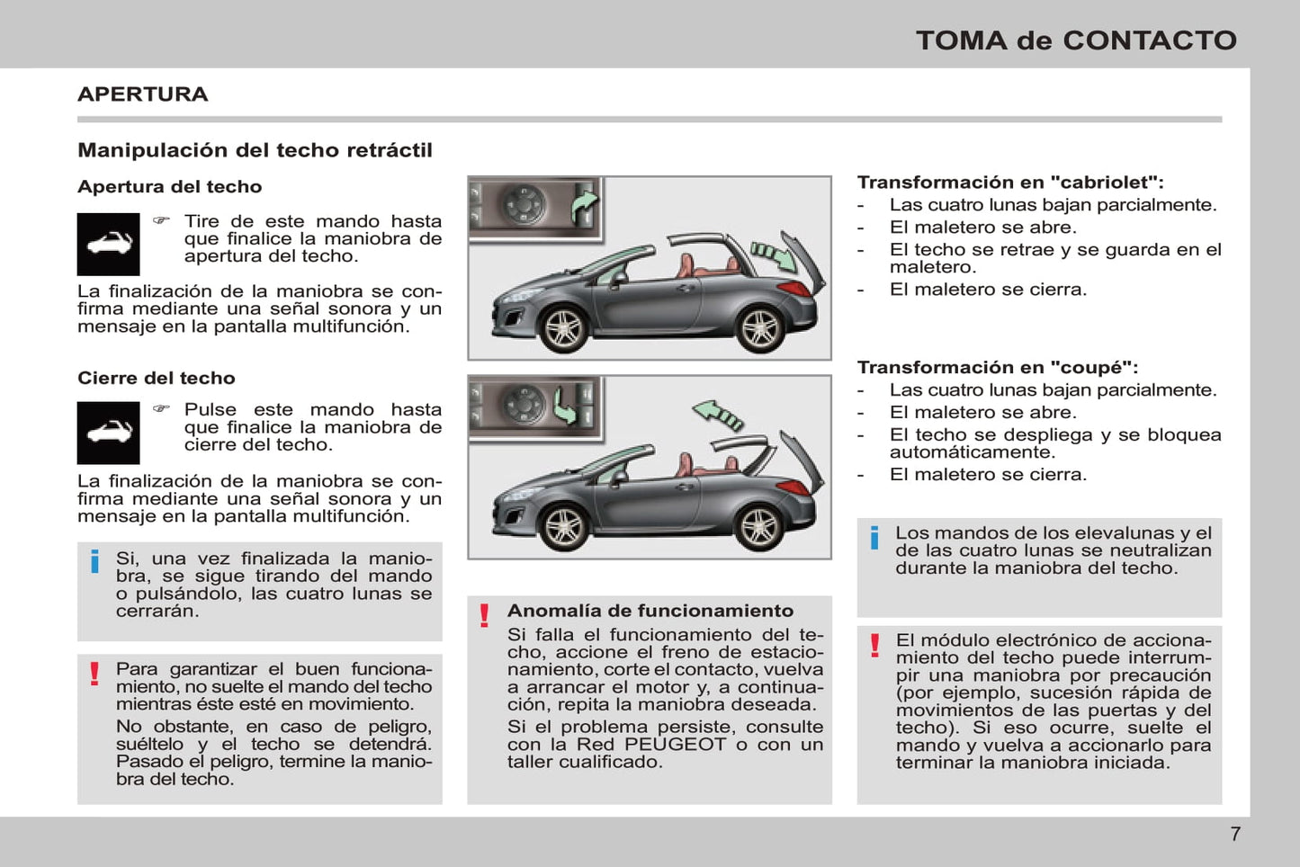 2011-2013 Peugeot 308 CC Manuel du propriétaire | Espagnol