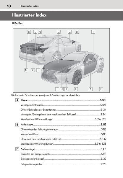 2019-2020 Lexus RC 300h Bedienungsanleitung | Deutsch