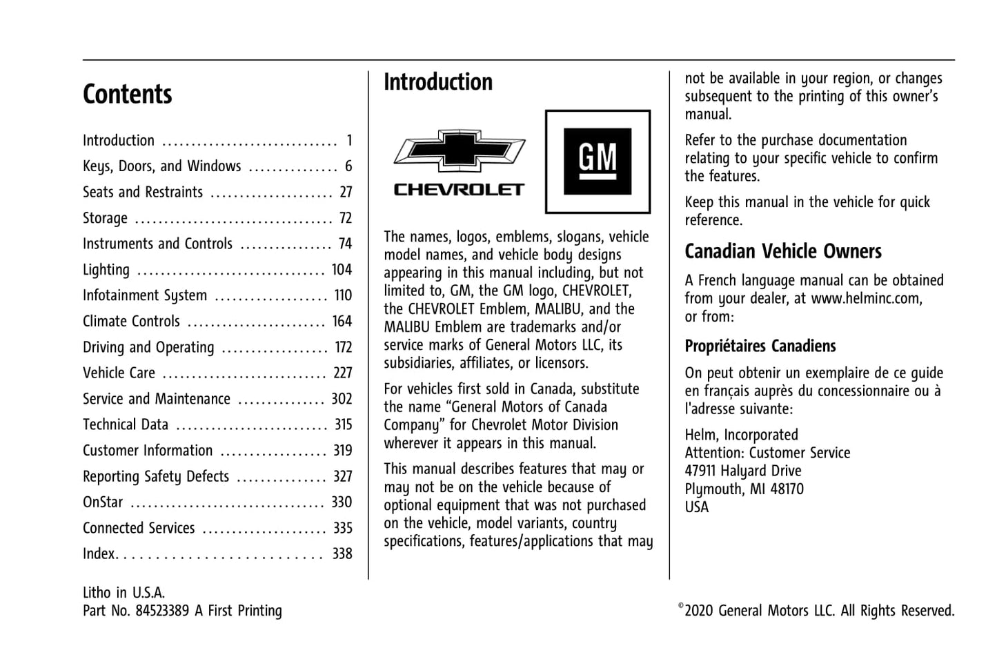 2021 Chevrolet Malibu Manuel du propriétaire | Anglais