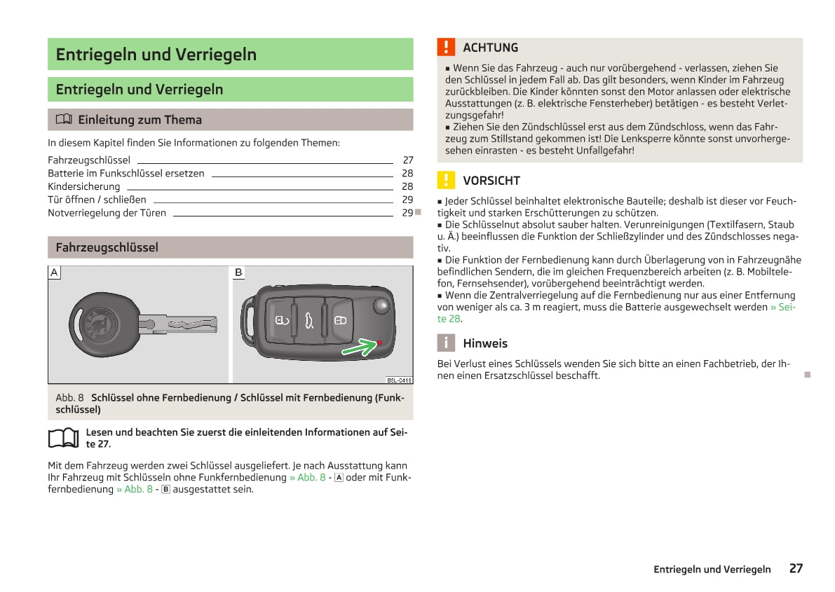 2013-2014 Skoda Yeti Owner's Manual | German