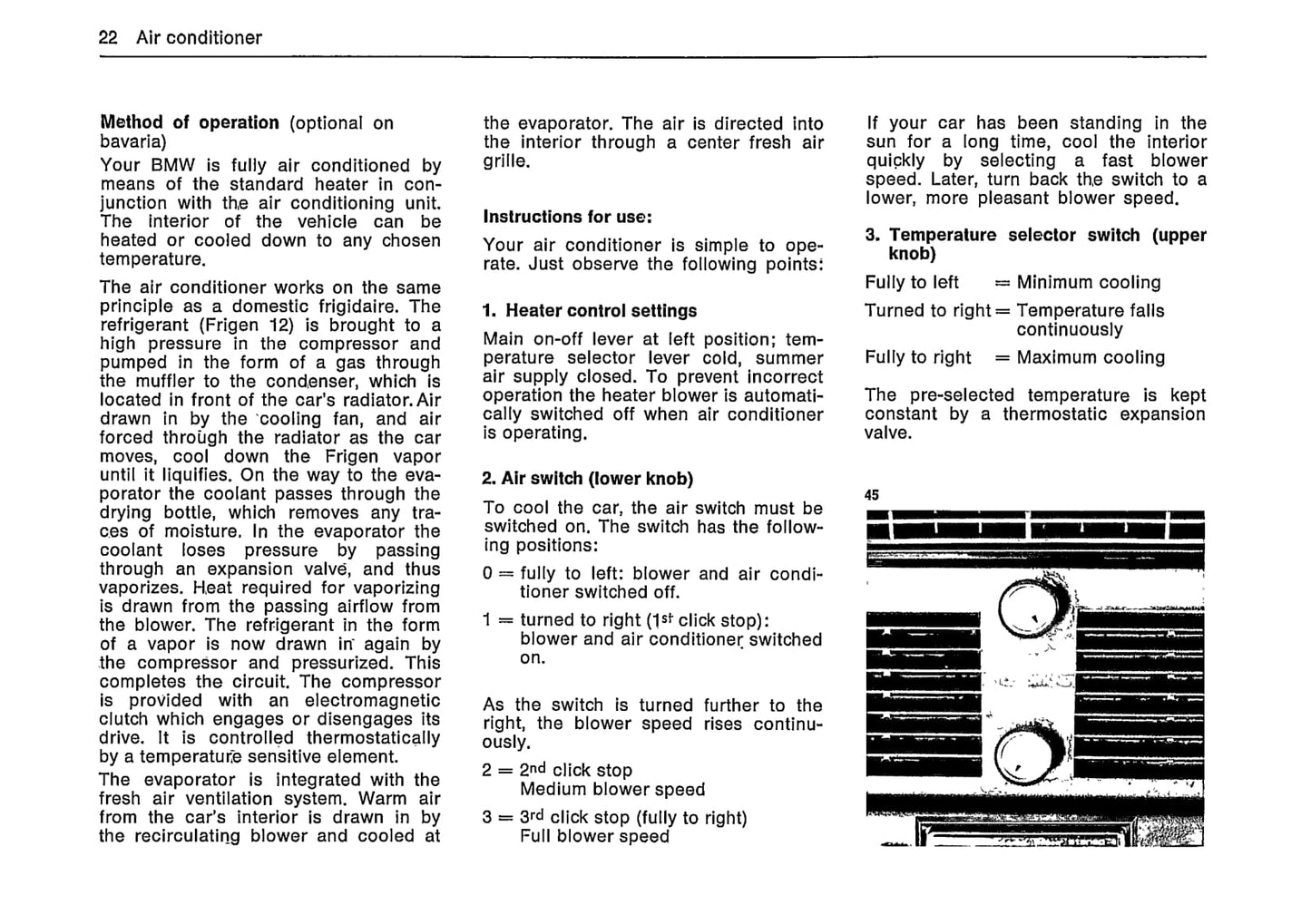 1973 BMW Bavaria/3.0 S Owner's Manual | English