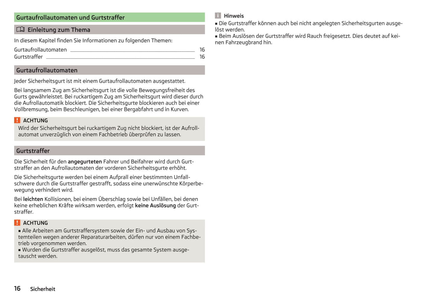 2016-2017 Skoda Citigo Owner's Manual | German