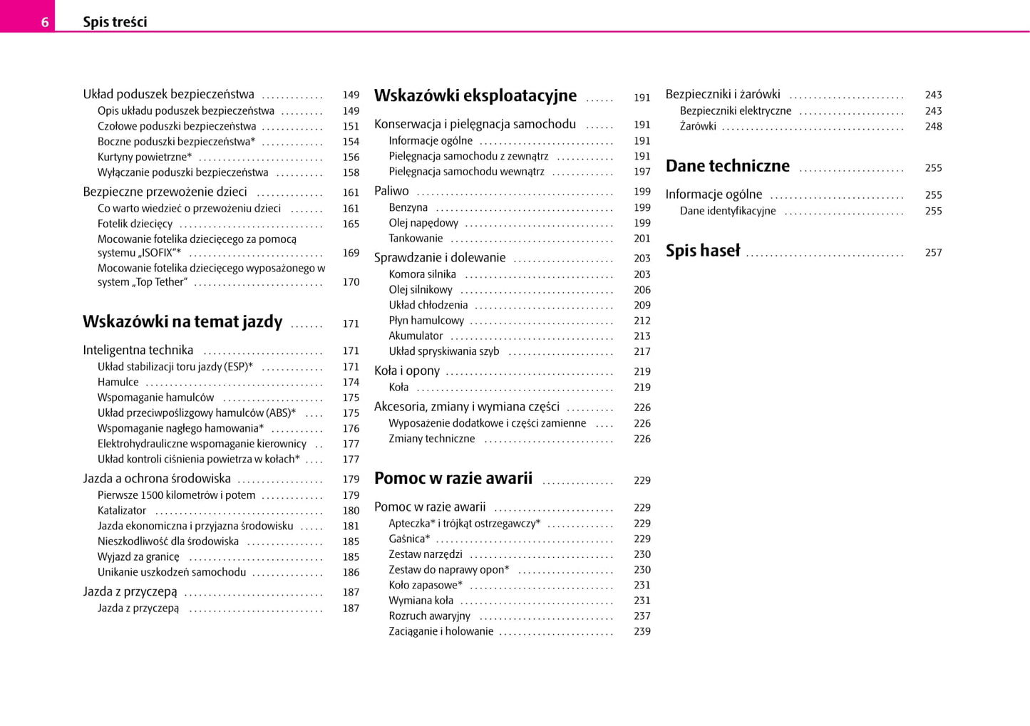 2006-2007 Skoda Fabia Owner's Manual | Polish