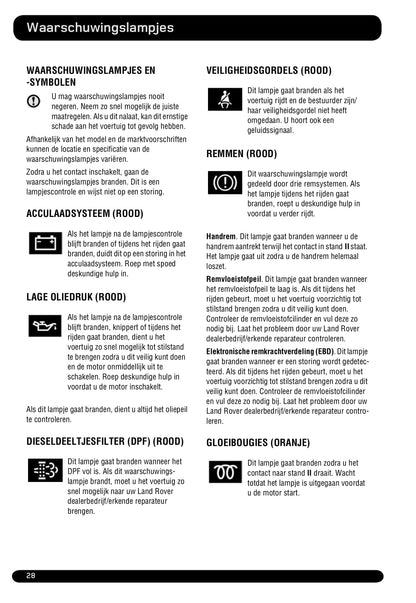 2011-2012 Land Rover Defender Owner's Manual | Dutch