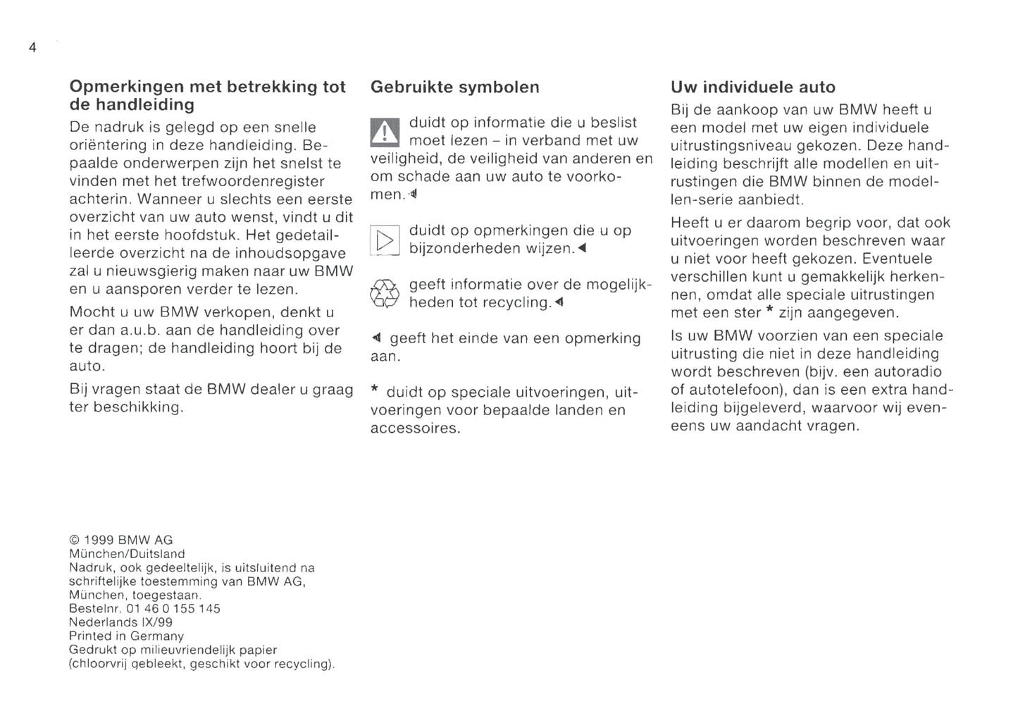 1999-2000 BMW Z3/Z3 M Gebruikershandleiding | Nederlands