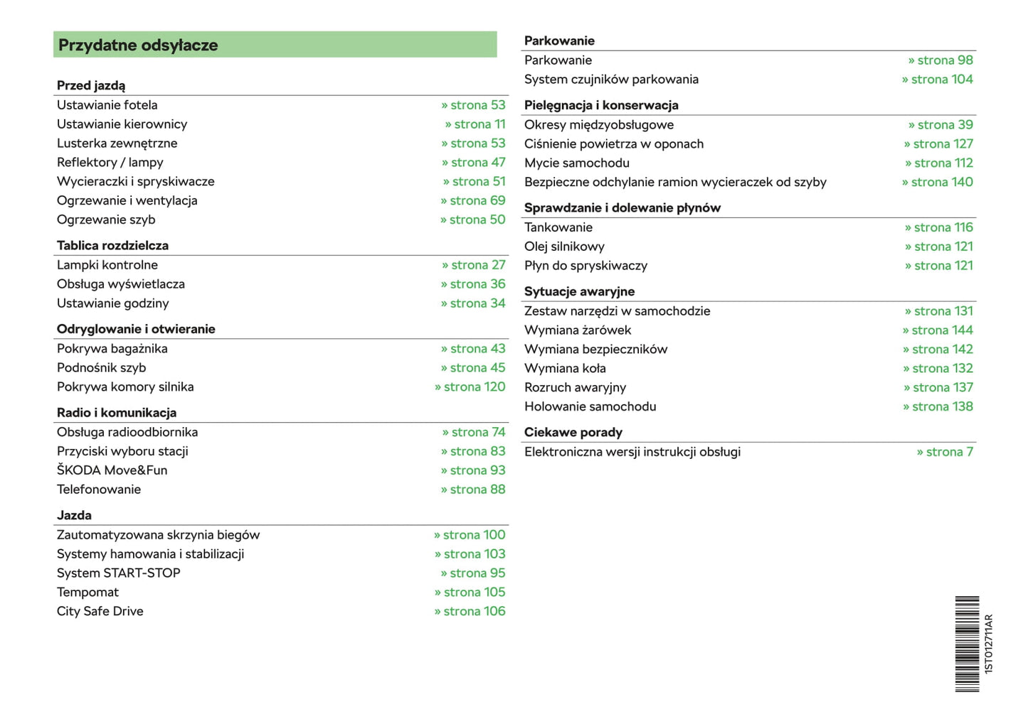 2019-2020 Skoda Citigo Owner's Manual | Polish