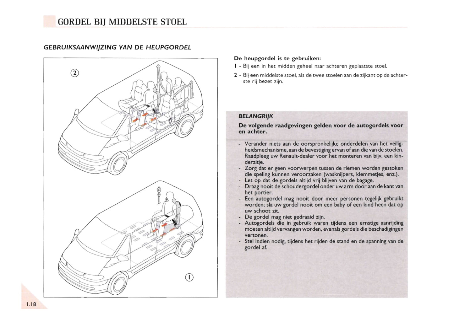 2000-2002 Renault Espace Owner's Manual | Dutch