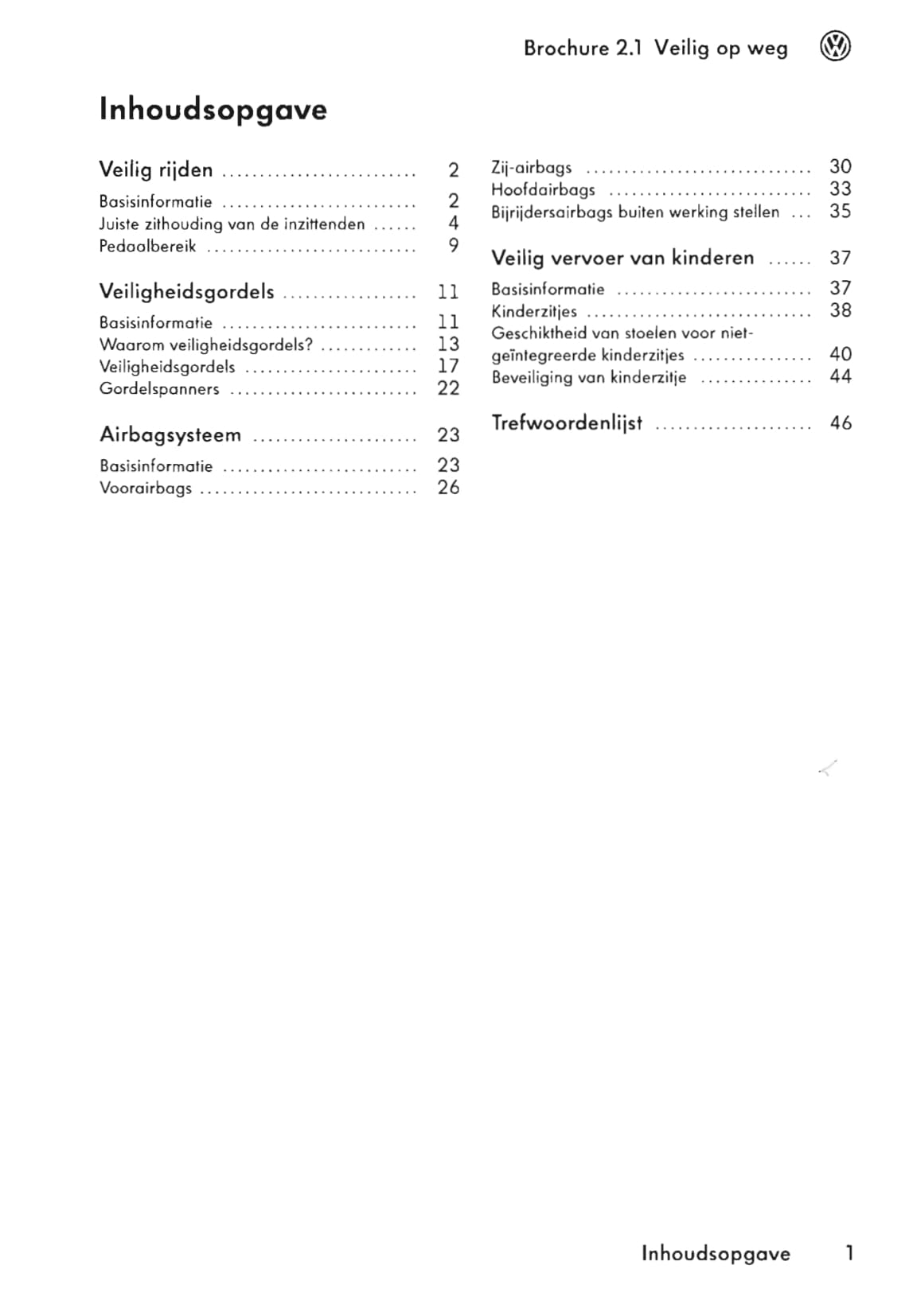 2002-2009 Volkswagen Phaeton Gebruikershandleiding | Nederlands