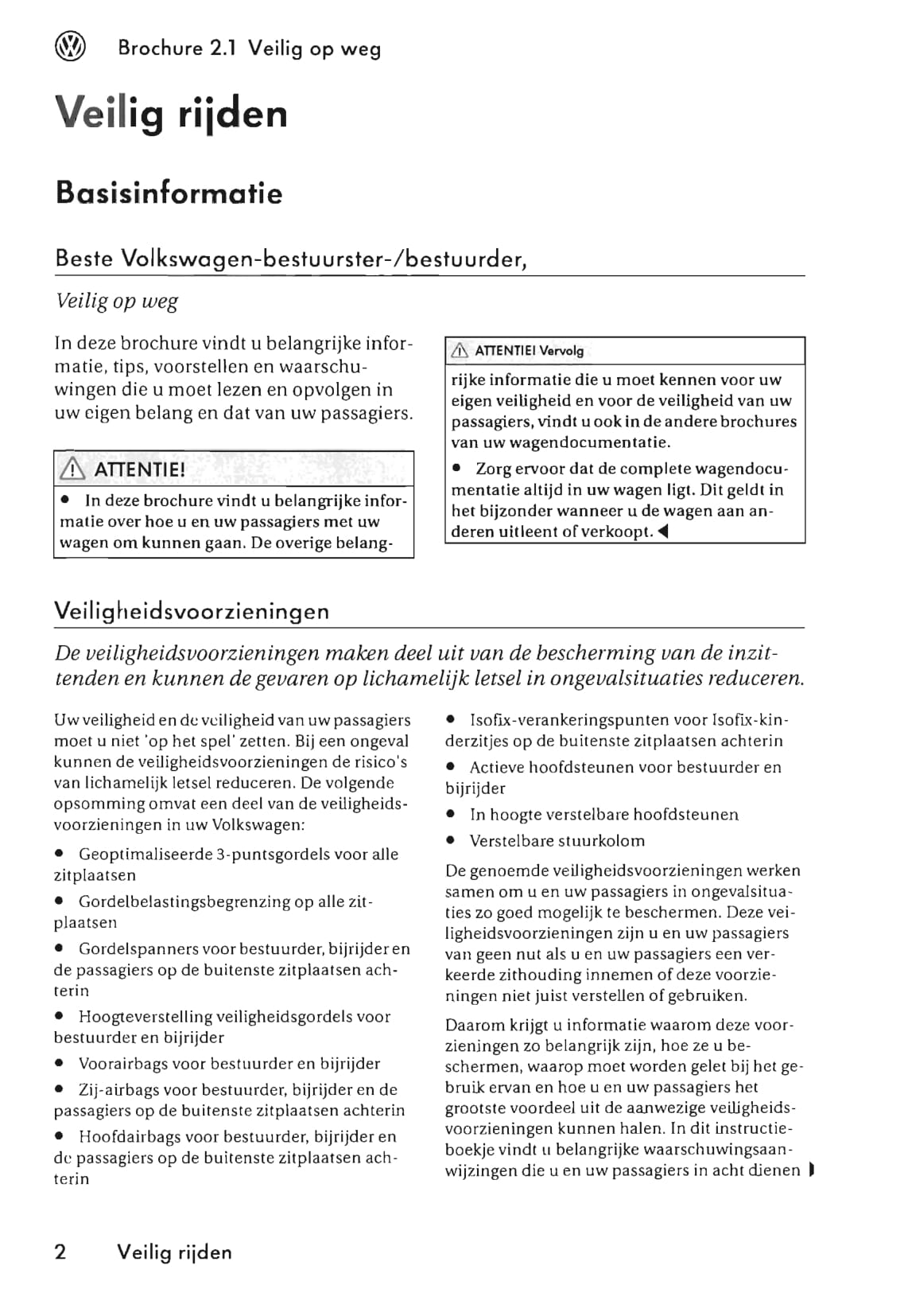 2002-2009 Volkswagen Phaeton Gebruikershandleiding | Nederlands