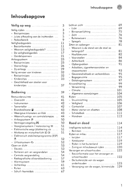 2005-2011 Volkswagen Fox Owner's Manual | Dutch