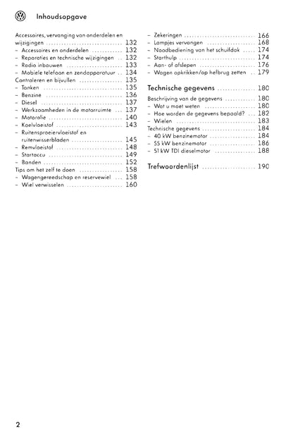 2005-2011 Volkswagen Fox Owner's Manual | Dutch