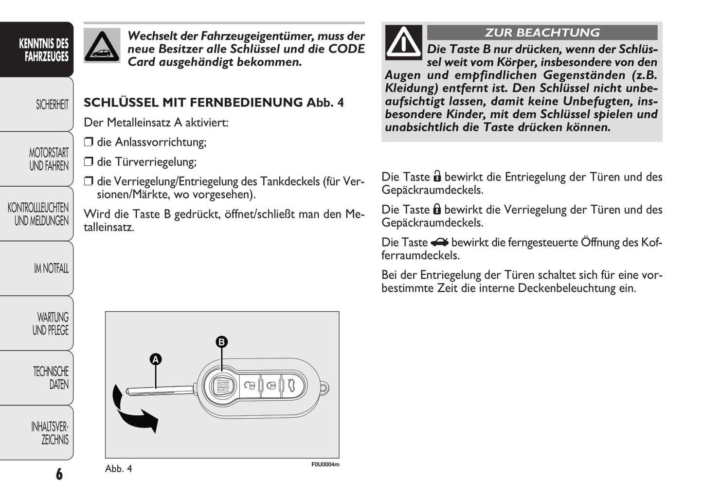 2010-2011 Fiat Punto/Punto Evo Owner's Manual | German