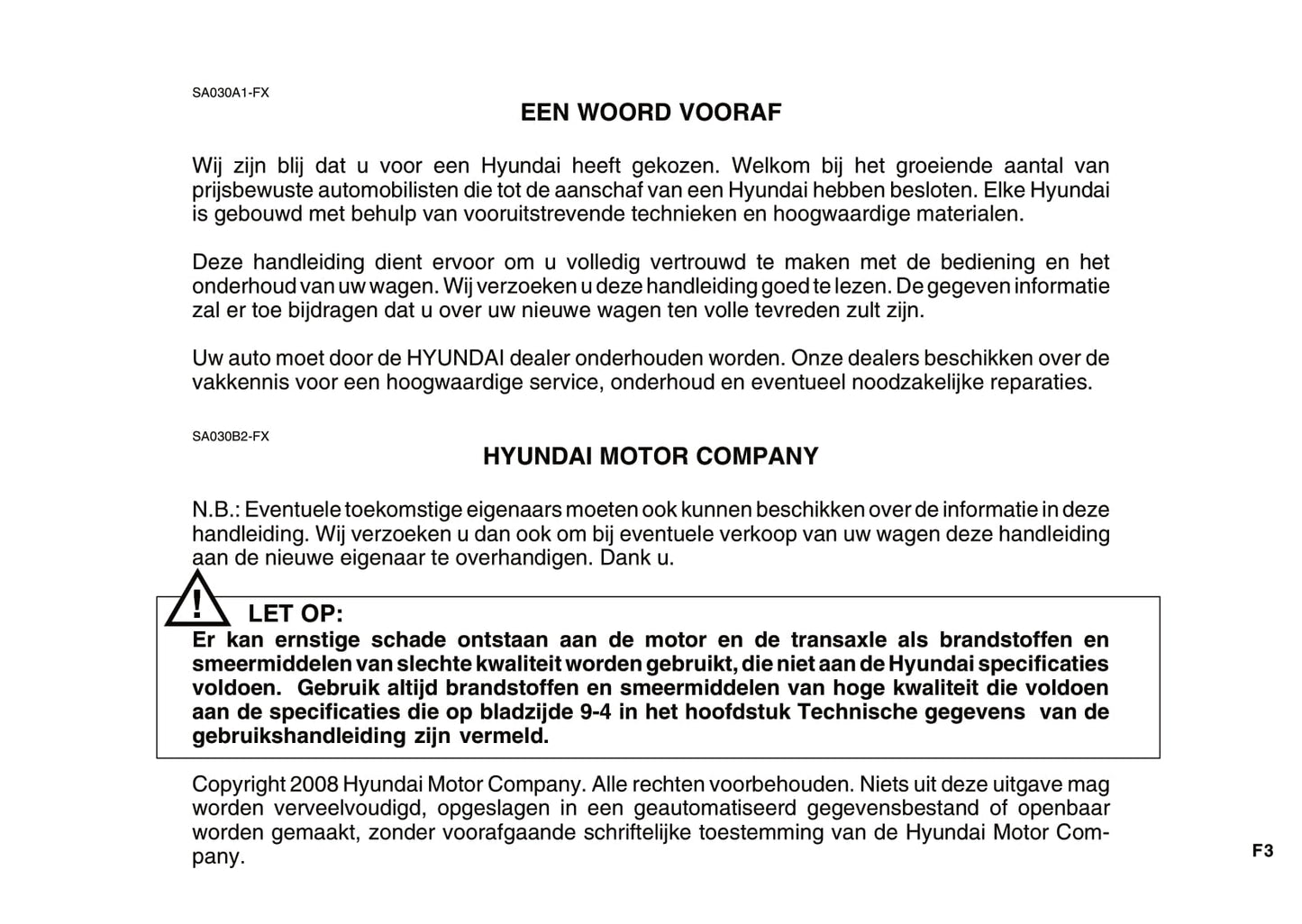 2008-2009 Hyundai Tucson Owner's Manual | Dutch