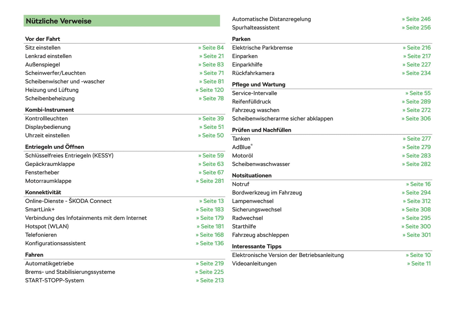 2017-2018 Skoda Superb Owner's Manual | German