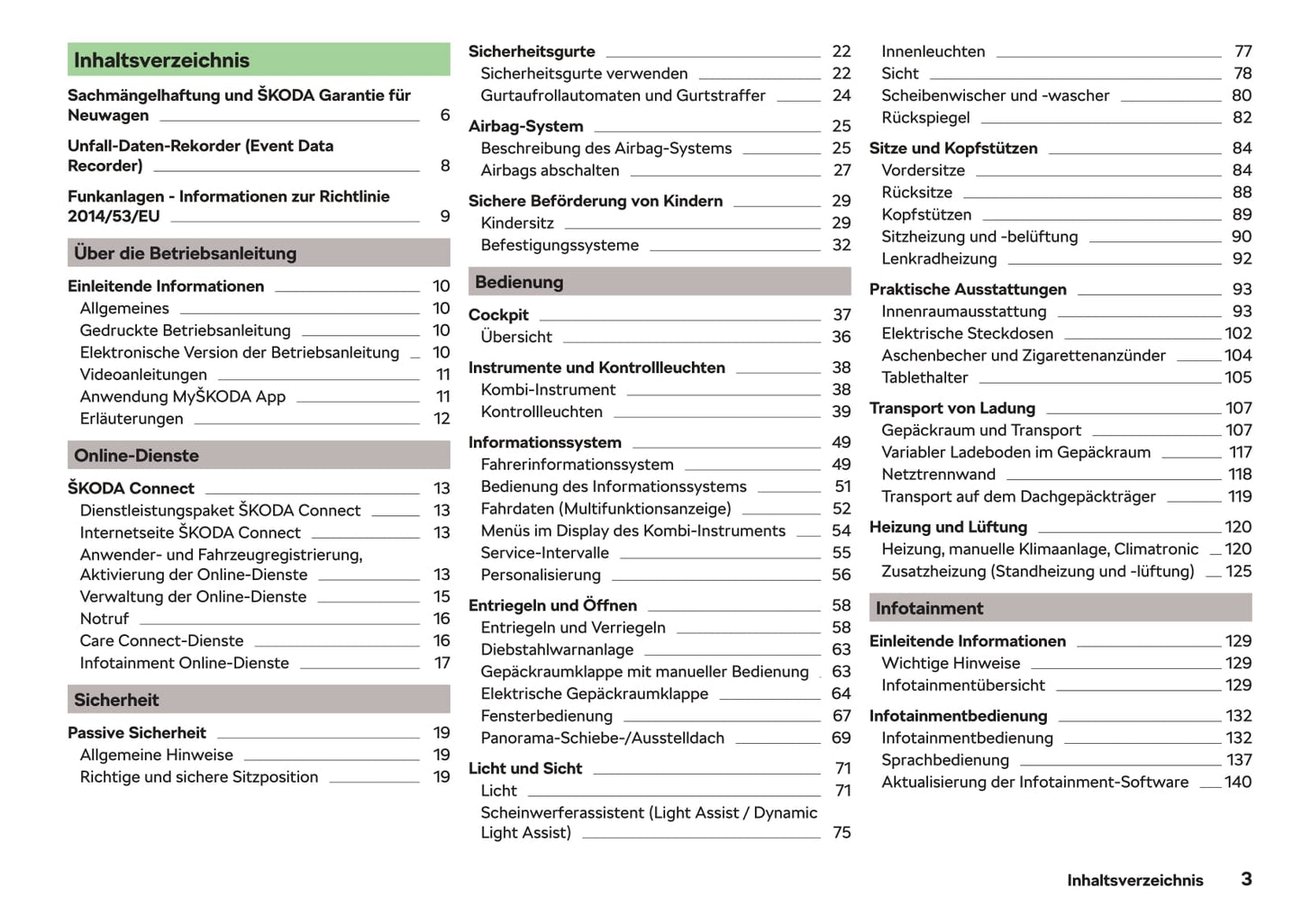 2017-2018 Skoda Superb Owner's Manual | German