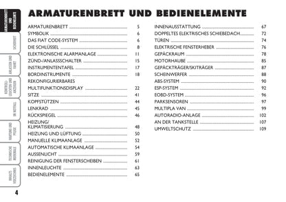 2007-2008 Fiat Multipla Bedienungsanleitung | Deutsch