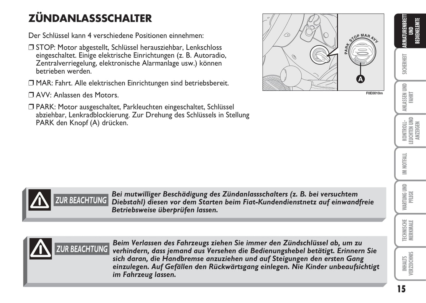 2007-2008 Fiat Multipla Bedienungsanleitung | Deutsch