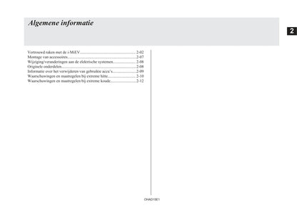 2010-2019 Mitsubishi I-MIEV Bedienungsanleitung | Niederländisch