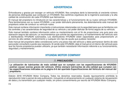 2018-2019 Hyundai Ioniq Bedienungsanleitung | Spanisch