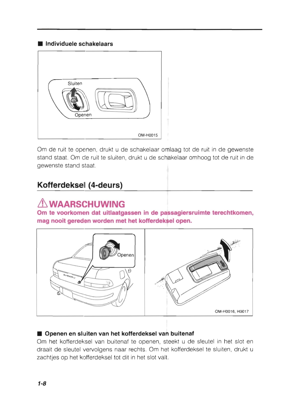 1993-1998 Subaru Impreza Bedienungsanleitung | Niederländisch