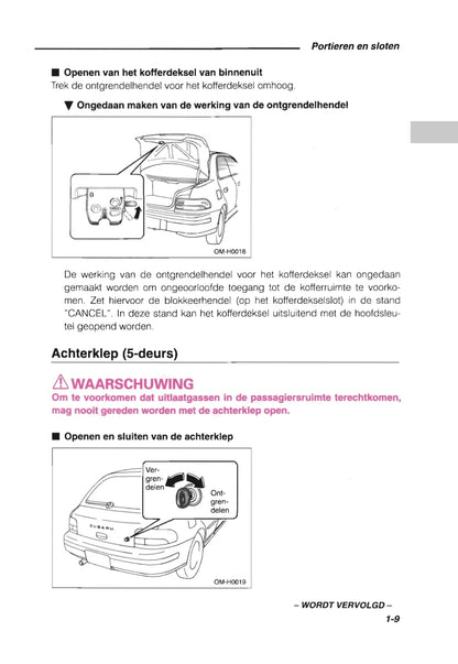 1993-1998 Subaru Impreza Bedienungsanleitung | Niederländisch