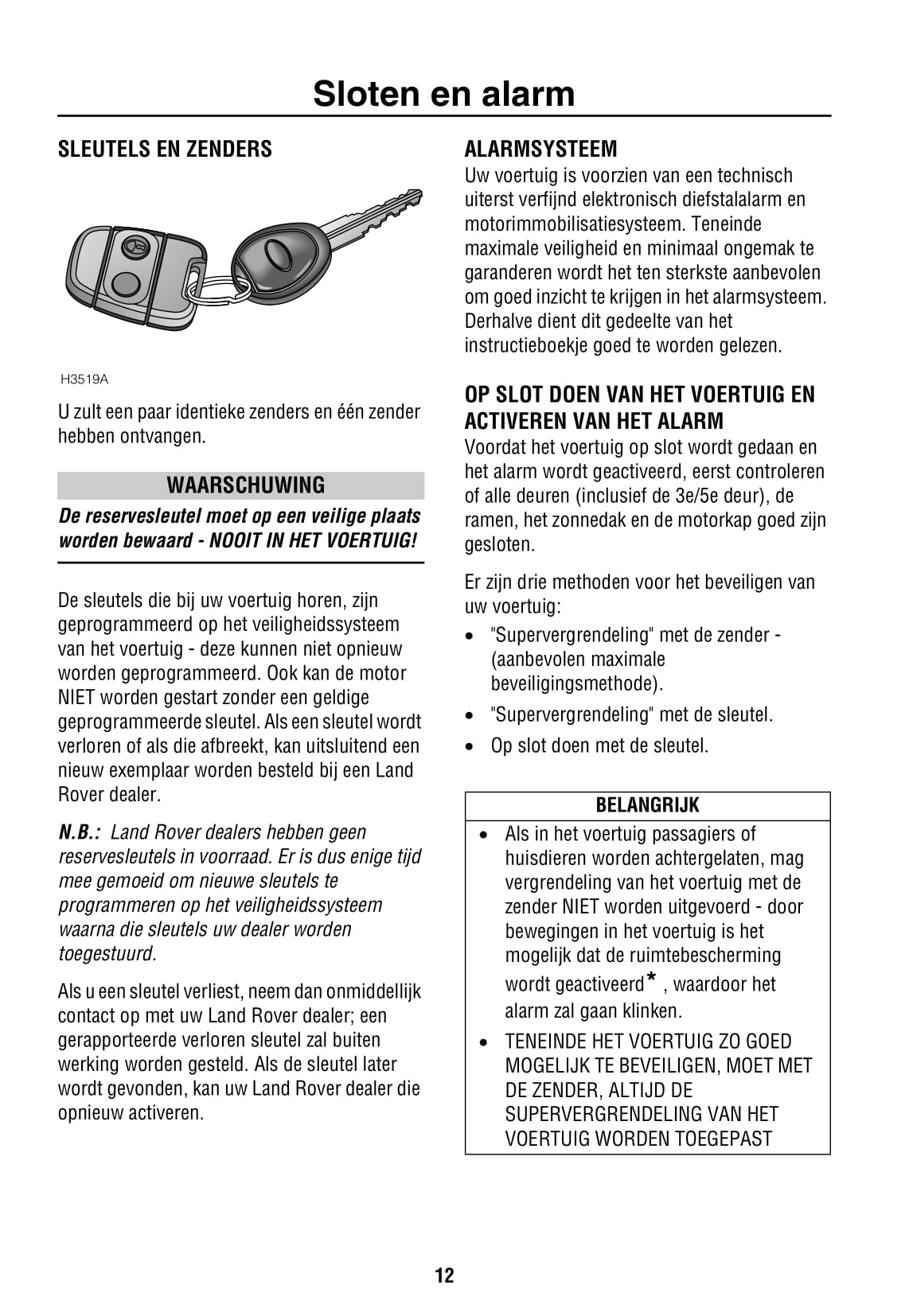 2002-2003 Land Rover Freelander Owner's Manual | Dutch