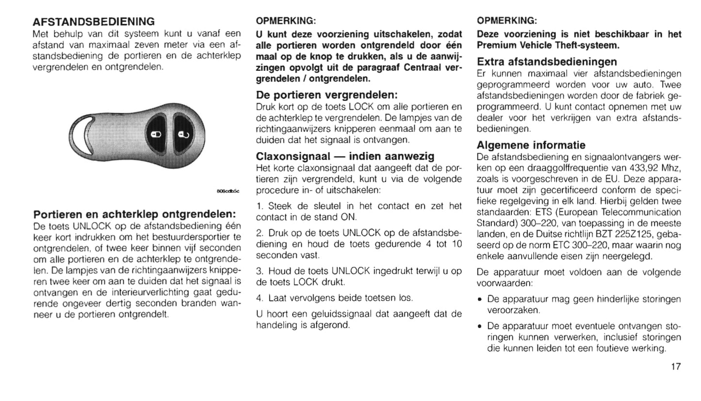 2000-2006 Chrysler PT Cruiser Bedienungsanleitung | Niederländisch