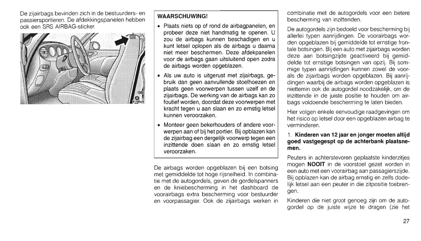 2000-2006 Chrysler PT Cruiser Bedienungsanleitung | Niederländisch