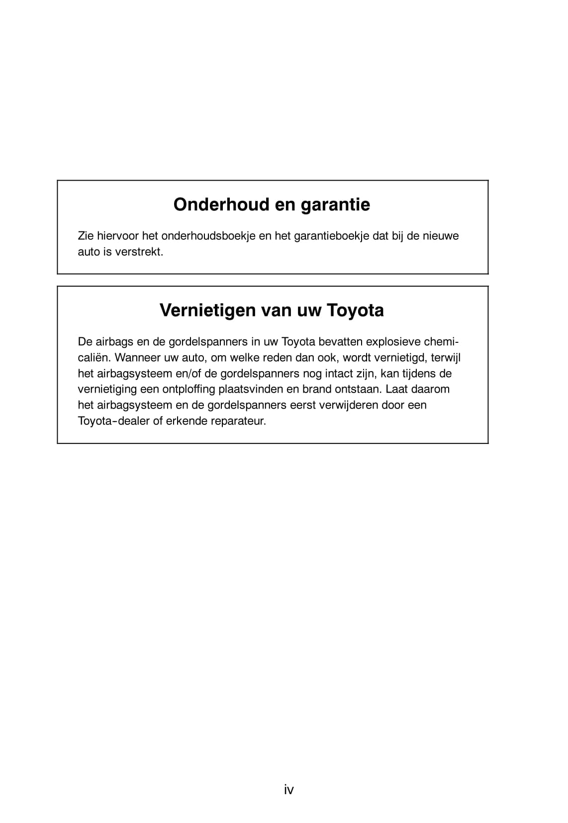 2004-2005 Toyota Yaris Verso Owner's Manual | Dutch